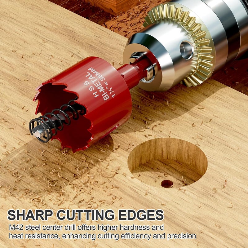 FIVELAKE 1-1/2" (38mm) Bi-Metal M42 High Speed Steel Hole Saw with Pilot Drill Bit, Smooth Cutting Edge for PVC, Drywall, Wood, Plastic, Gypsum Board, Rubber, Thin Metal - Image 3
